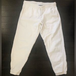 Aritzia TNA Cozy Fleece Boyfriend white sweatpants
